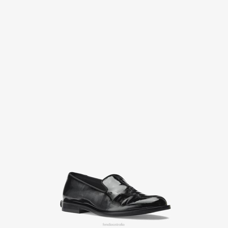Men Shoes Fendi HP0B2313 Patent Leather Slippers Black