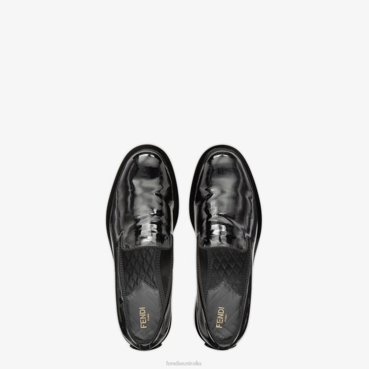 Men Shoes Fendi HP0B2313 Patent Leather Slippers Black