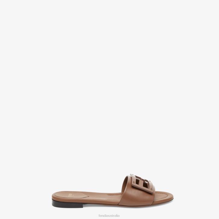 Men Shoes Fendi HP0B1268 Baguette Leather Slides Brown