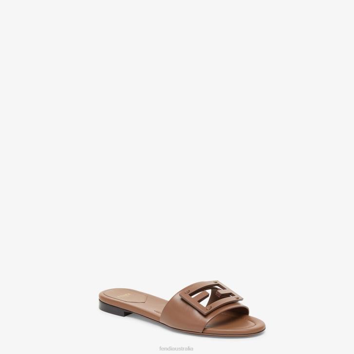 Men Shoes Fendi HP0B1268 Baguette Leather Slides Brown