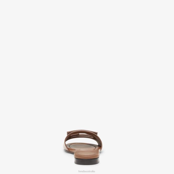 Men Shoes Fendi HP0B1268 Baguette Leather Slides Brown