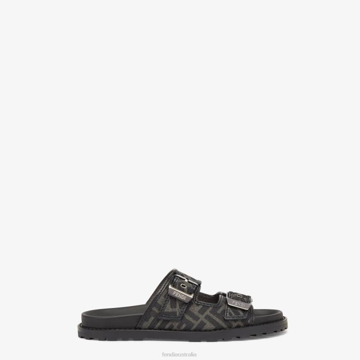 Men Shoes Fendi HP0B2225 Leather And Fabric Sandals Black