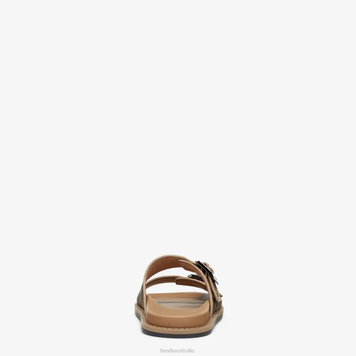 Men Shoes Fendi HP0B2226 Leather And Fabric Sandals Brown