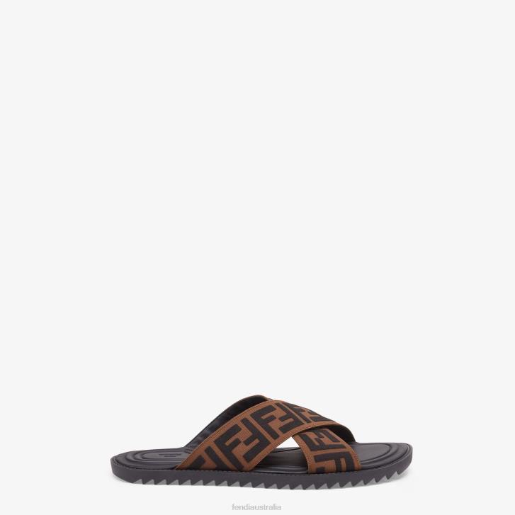 Men Shoes Fendi HP0B2227 Multifabric Slides Brown