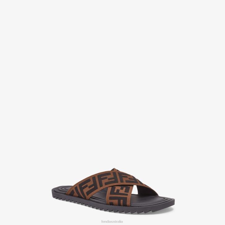 Men Shoes Fendi HP0B2227 Multifabric Slides Brown