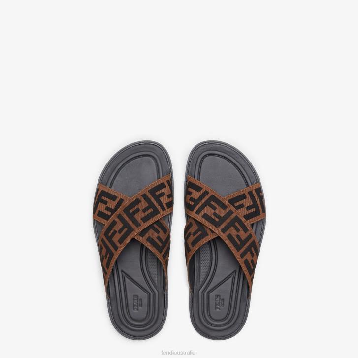 Men Shoes Fendi HP0B2227 Multifabric Slides Brown