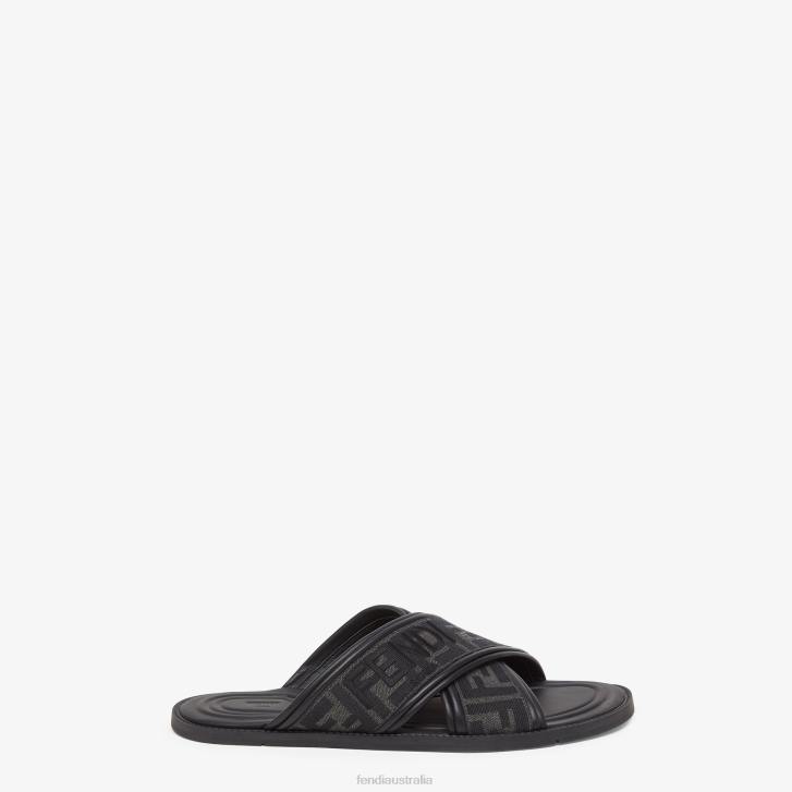 Men Shoes Fendi HP0B2256 Fabric Slides Black