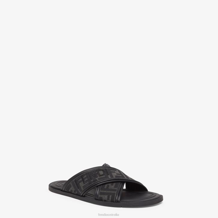 Men Shoes Fendi HP0B2256 Fabric Slides Black