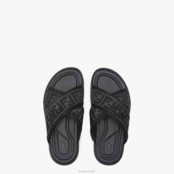 Men Shoes Fendi HP0B2256 Fabric Slides Black