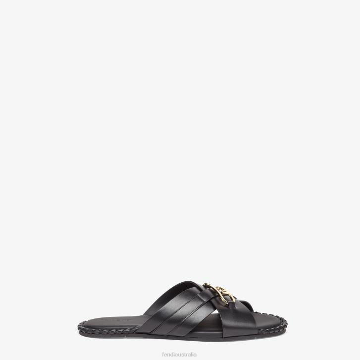 Men Shoes Fendi HP0B2278 Leather Slides Black