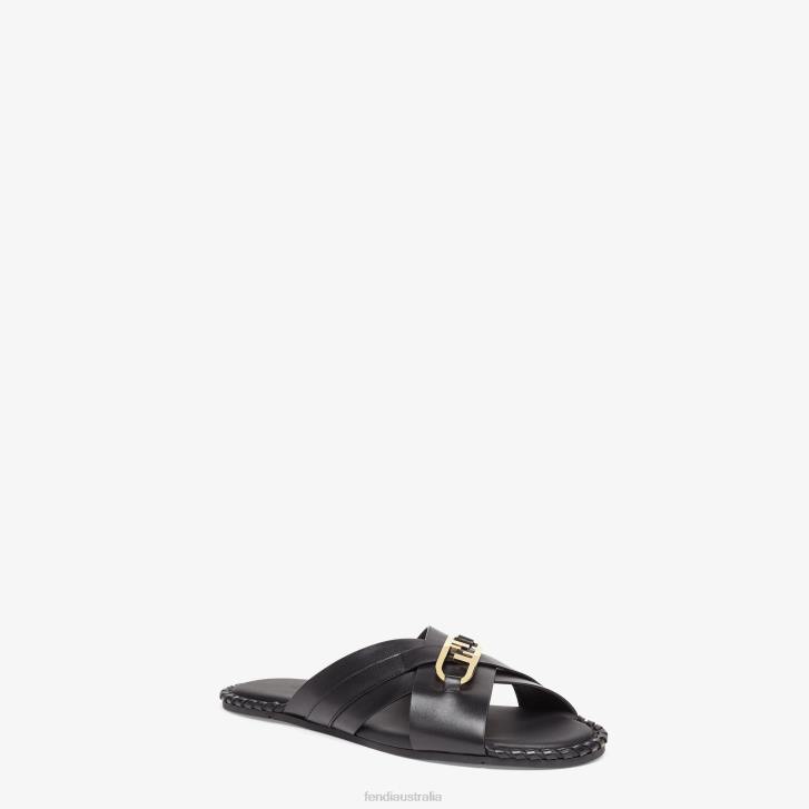 Men Shoes Fendi HP0B2278 Leather Slides Black