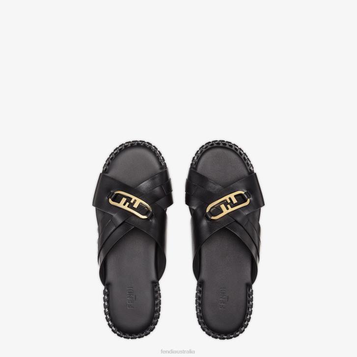 Men Shoes Fendi HP0B2278 Leather Slides Black