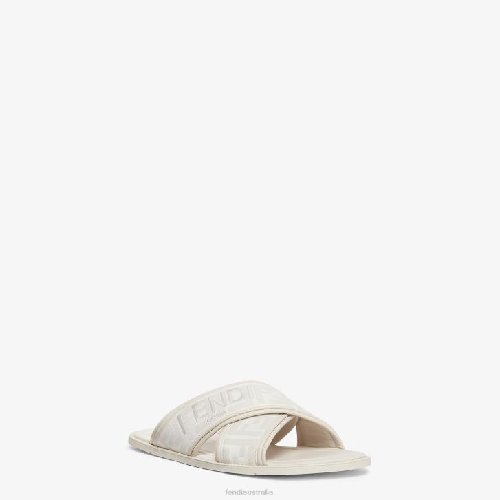 Men Shoes Fendi HP0B2279 Fabric Slides White