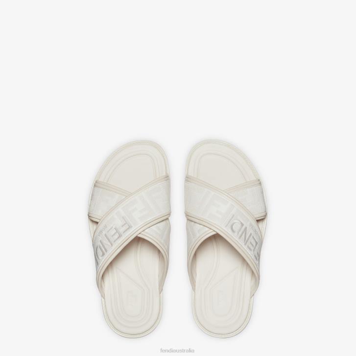 Men Shoes Fendi HP0B2279 Fabric Slides White