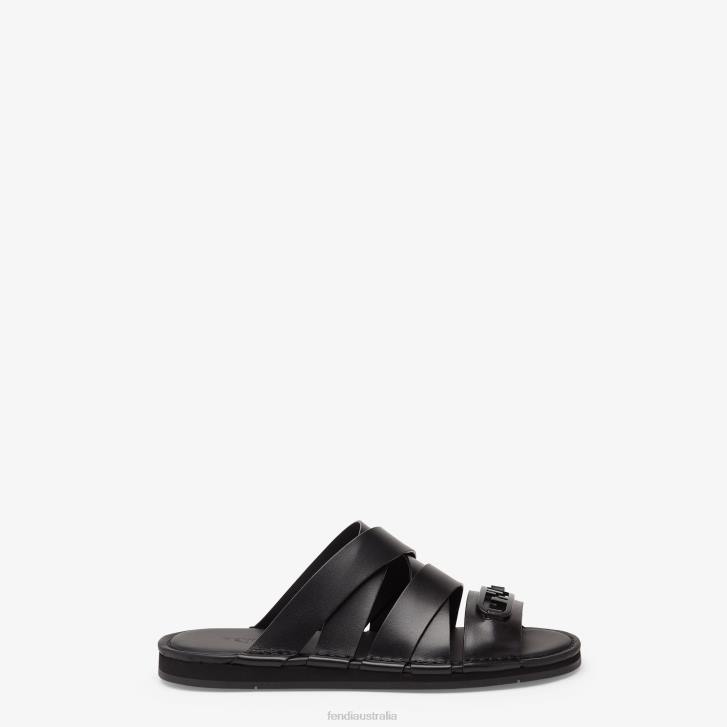 Men Shoes Fendi HP0B2280 Leather Slides Black