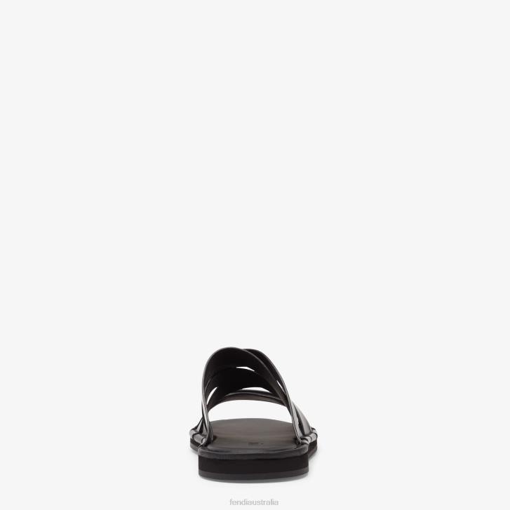 Men Shoes Fendi HP0B2280 Leather Slides Black