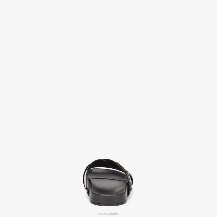 Men Shoes Fendi HP0B2281 Leather Slides Black