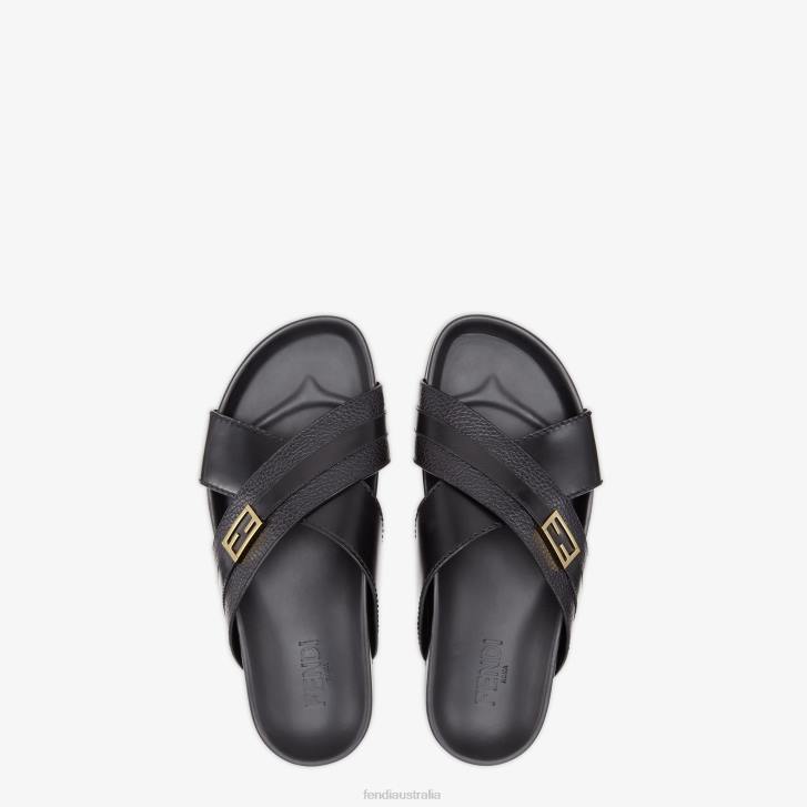 Men Shoes Fendi HP0B2281 Leather Slides Black