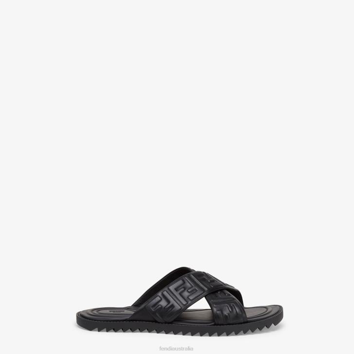 Men Shoes Fendi HP0B2315 Leather Slides Black