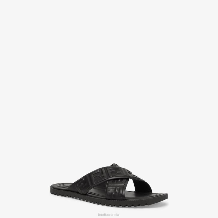 Men Shoes Fendi HP0B2315 Leather Slides Black
