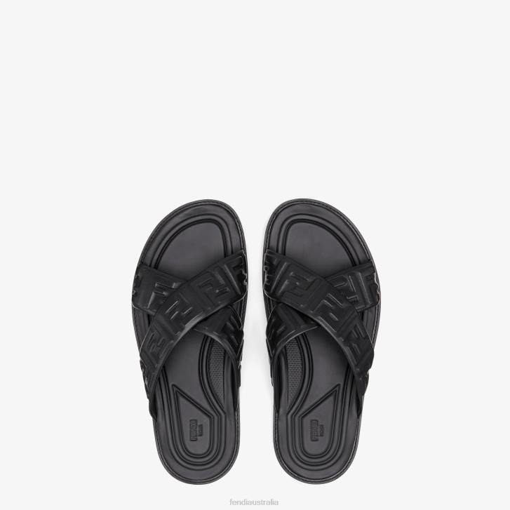 Men Shoes Fendi HP0B2315 Leather Slides Black