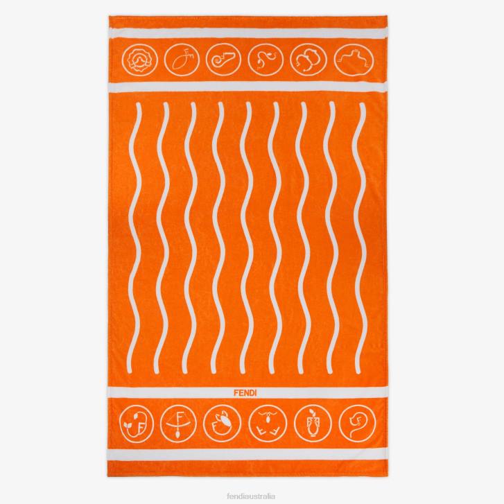 Women Accessories Fendi HP0B119 Cotton Beach Towel Orange