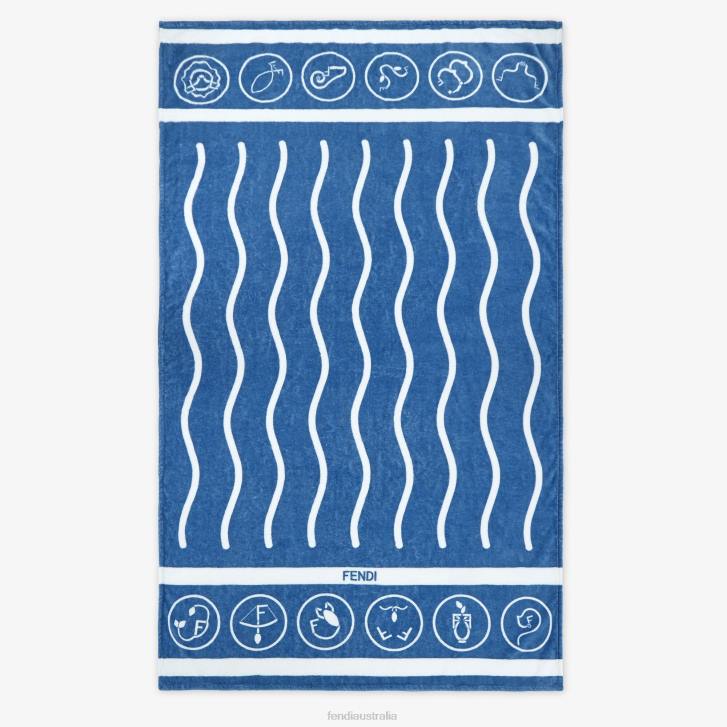 Women Accessories Fendi HP0B131 Cotton Beach Towel Blue