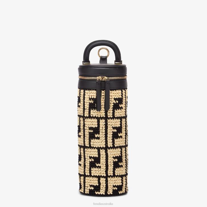 Women Accessories Fendi HP0B328 RaFFia Flask Holder Beige