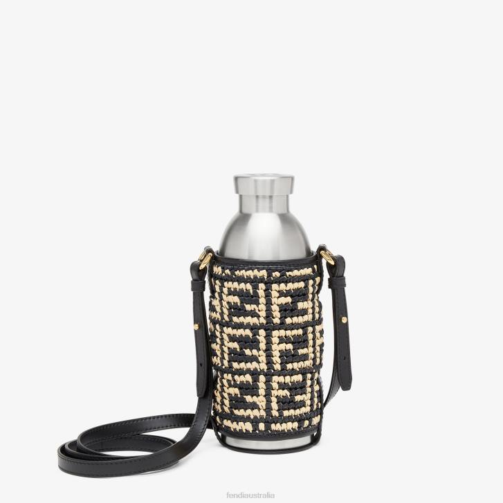 Women Accessories Fendi HP0B335 RaFFia Flask Holder Beige