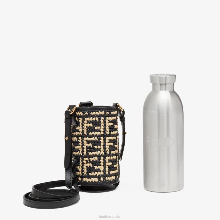Women Accessories Fendi HP0B335 RaFFia Flask Holder Beige