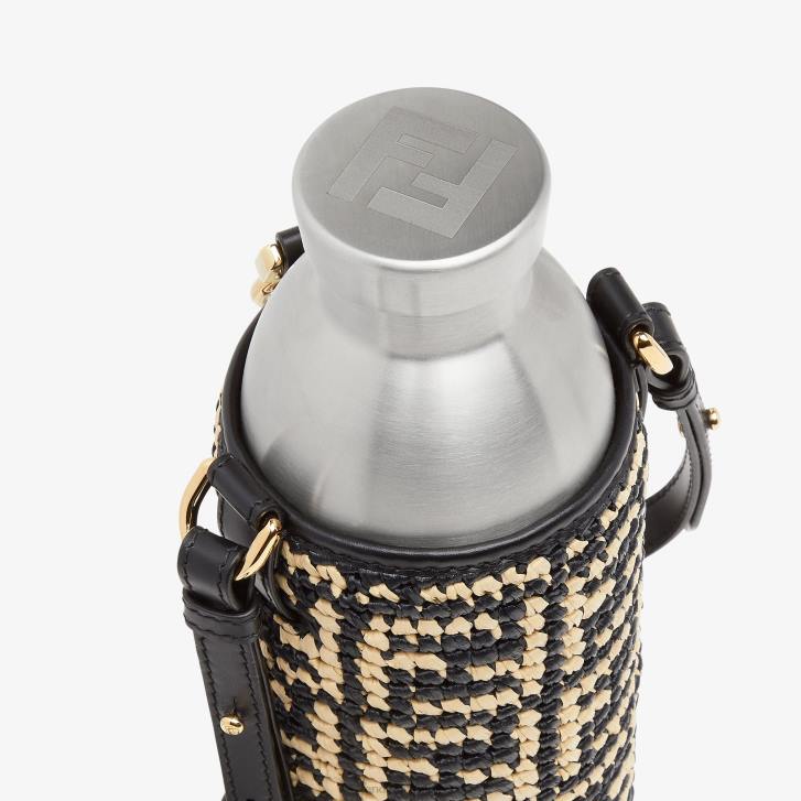 Women Accessories Fendi HP0B335 RaFFia Flask Holder Beige