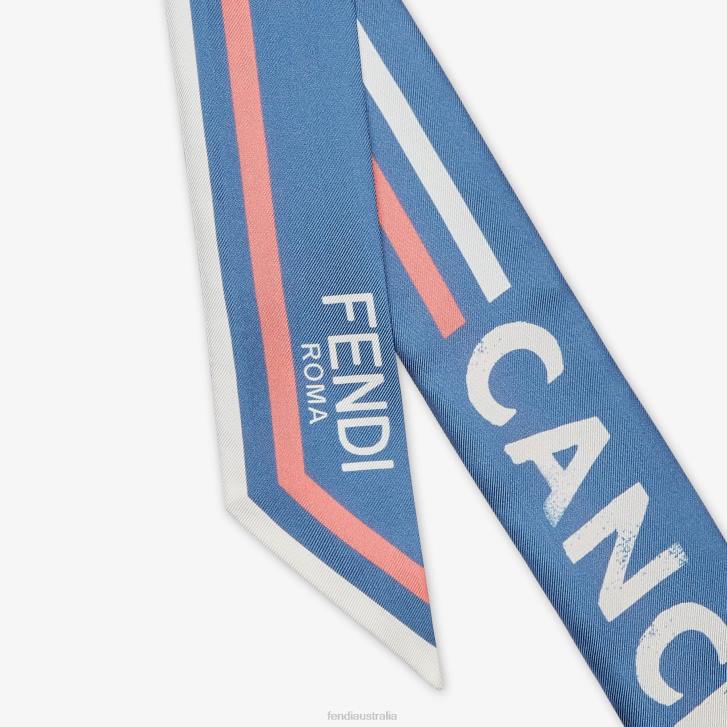 Women Accessories Fendi HP0B124 Wrappy Silk Bandeau Blue