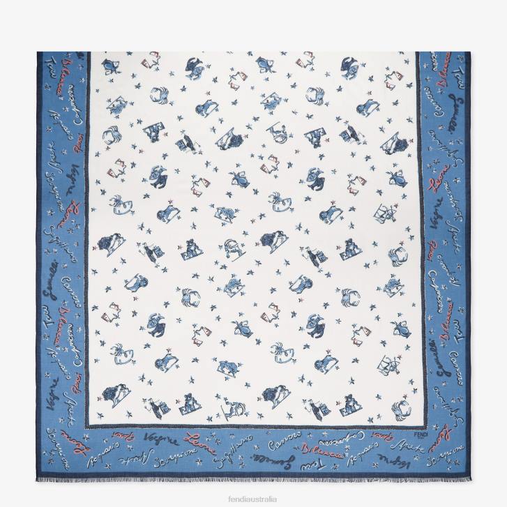 Women Accessories Fendi HP0B126 Silk Stole Blue
