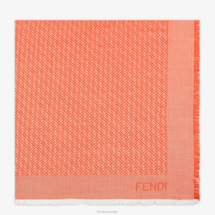 Women Accessories Fendi HP0B127 Silk And Wool Shawl Orange