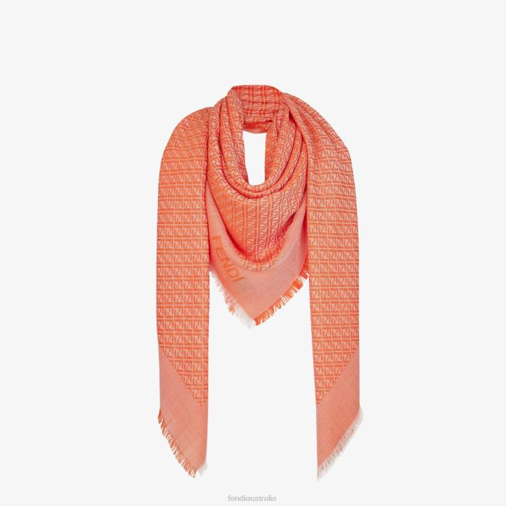 Women Accessories Fendi HP0B127 Silk And Wool Shawl Orange