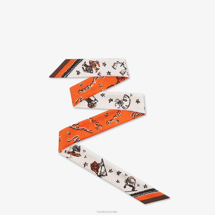 Women Accessories Fendi HP0B132 Wrappy Silk Bandeau Orange