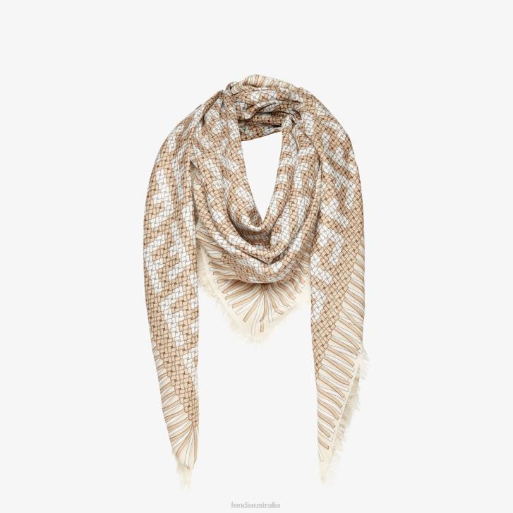 Women Accessories Fendi HP0B173 Modal And Silk Shawl Beige