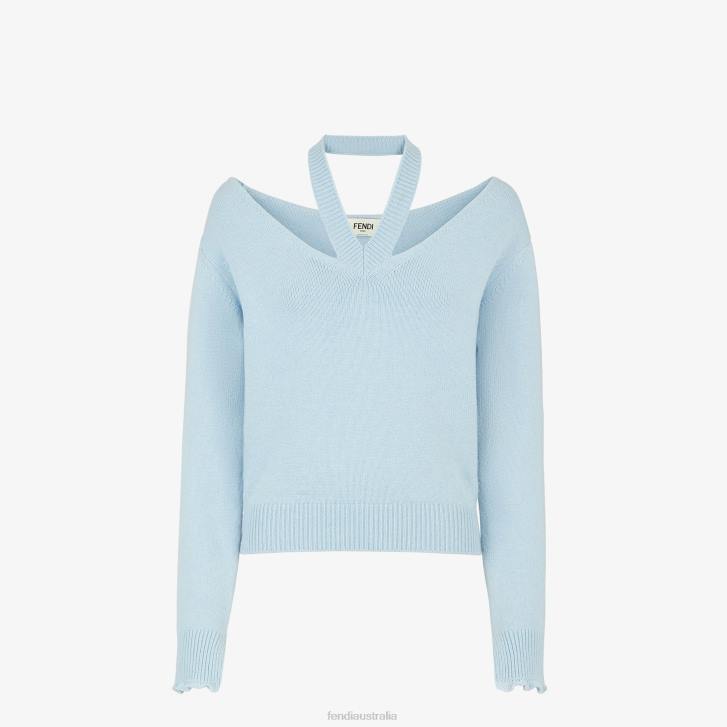 Women Apparel Fendi HP0B930 Cashmere Jumper Light blue
