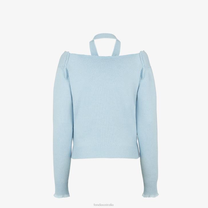 Women Apparel Fendi HP0B930 Cashmere Jumper Light blue