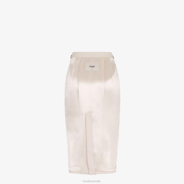 Women Apparel Fendi HP0B1123 Satin And Wool Gabardine Skirt Beige