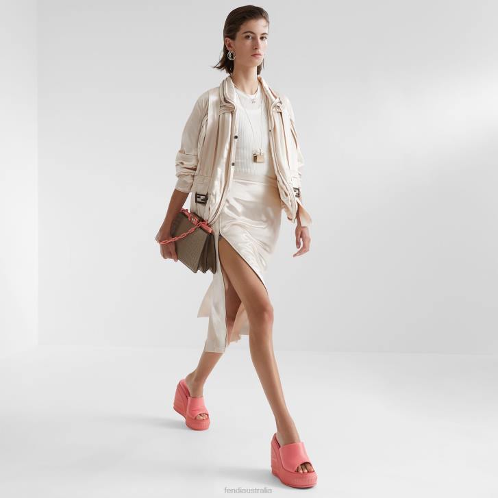 Women Apparel Fendi HP0B1123 Satin And Wool Gabardine Skirt Beige