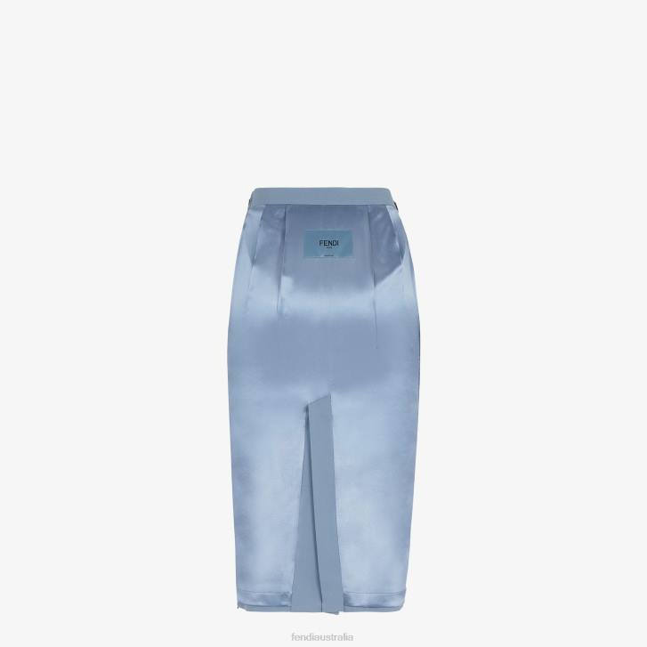Women Apparel Fendi HP0B1126 Satin And Wool Gabardine Skirt Blue