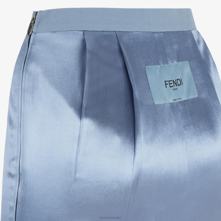 Women Apparel Fendi HP0B1126 Satin And Wool Gabardine Skirt Blue