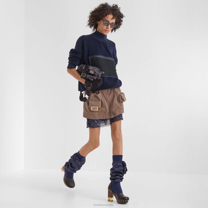 Women Apparel Fendi HP0B1183 Miniskirt With Sequin Embroidery Blue