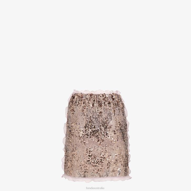 Women Apparel Fendi HP0B1193 Miniskirt With Lilac Sequin Embroidery Purple