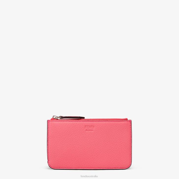Women Accessories Fendi HP0B1496 Peekaboo Key Case Leather Pouch Pink