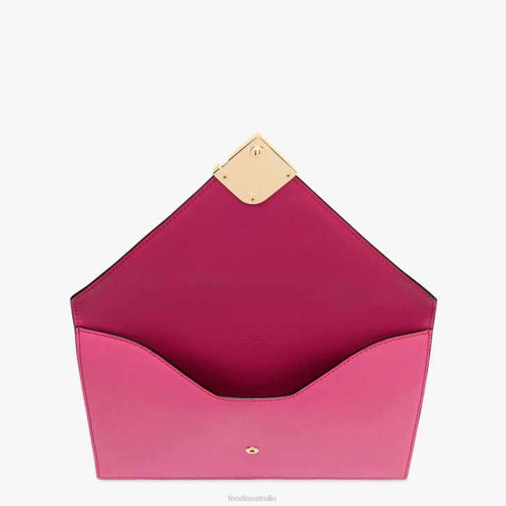 Women Accessories Fendi HP0B1504 Fuchsia And Two-Tone Leather Pouch Pink