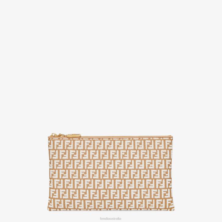 Women Accessories Fendi HP0B1506 RaFFia Pouch With FF Motif Pink