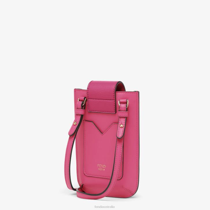 Women Accessories Fendi HP0B1517 Two-Tone Fuchsia And Leather Pouch Beige