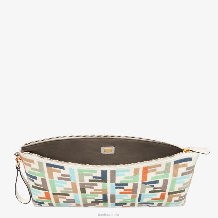 Women Accessories Fendi HP0B1519 Canvas Pouch With FF Embroidery Multicolor